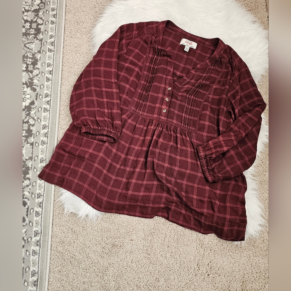 Plaid Flannel Blouse Women's Large